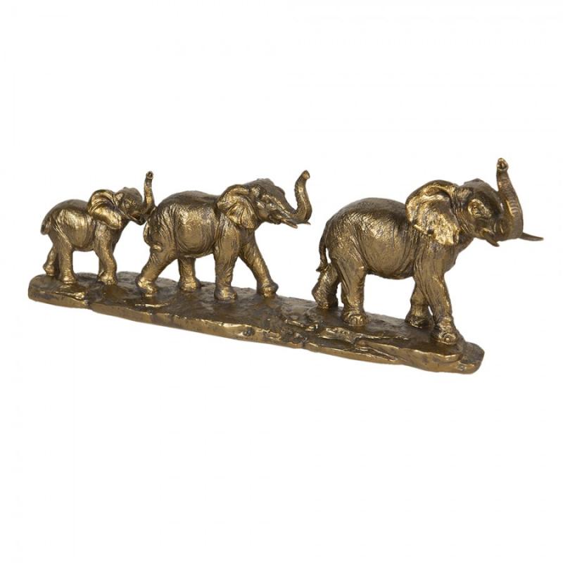 Dekoration Djur Elefant 3 st 45x9x17 Cm Guldfärgad Polyresin