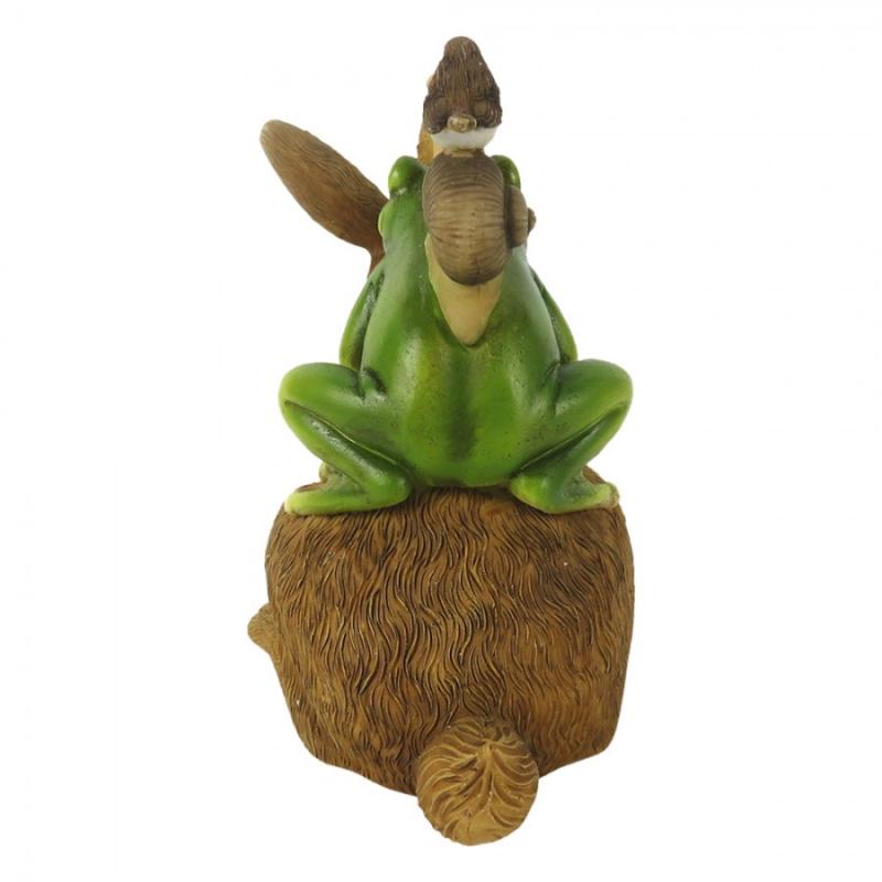 Påskdekoration Kanin djur 13x7x11 Cm Brun Grön Polyresin