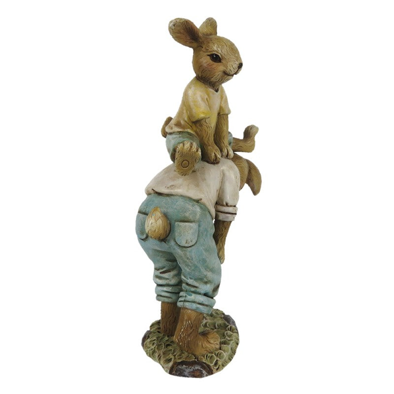 PåskDekoration Figur Kanin 9x4x15 cm Brun, Blå, Vit Polyresin