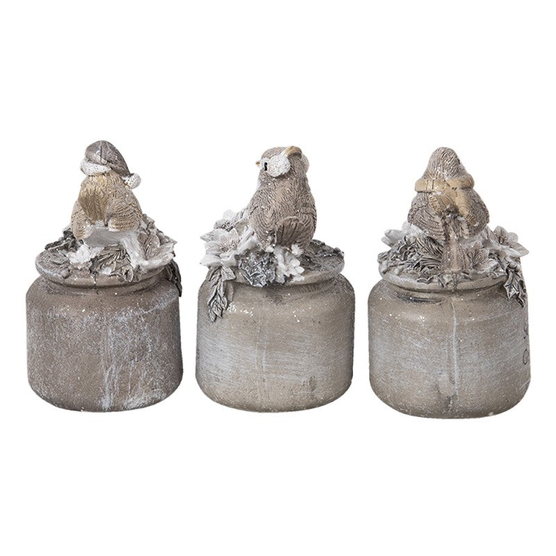 Juldekoration Inomhus Fåglar 3-pack 7*6*11 cm Grå Polyresin