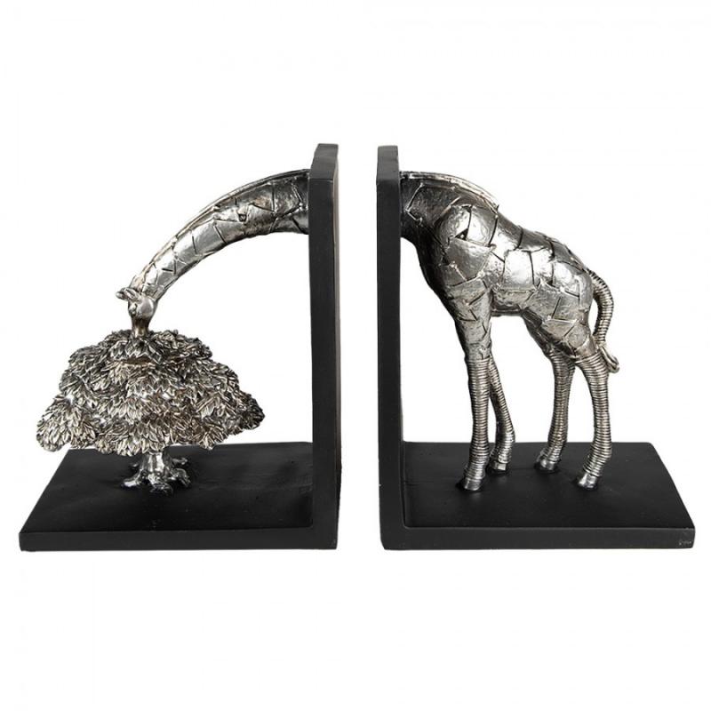 Dekoration Bokstöd Set Om 2 Giraffe 30x10x18 Cm Silver Plast
