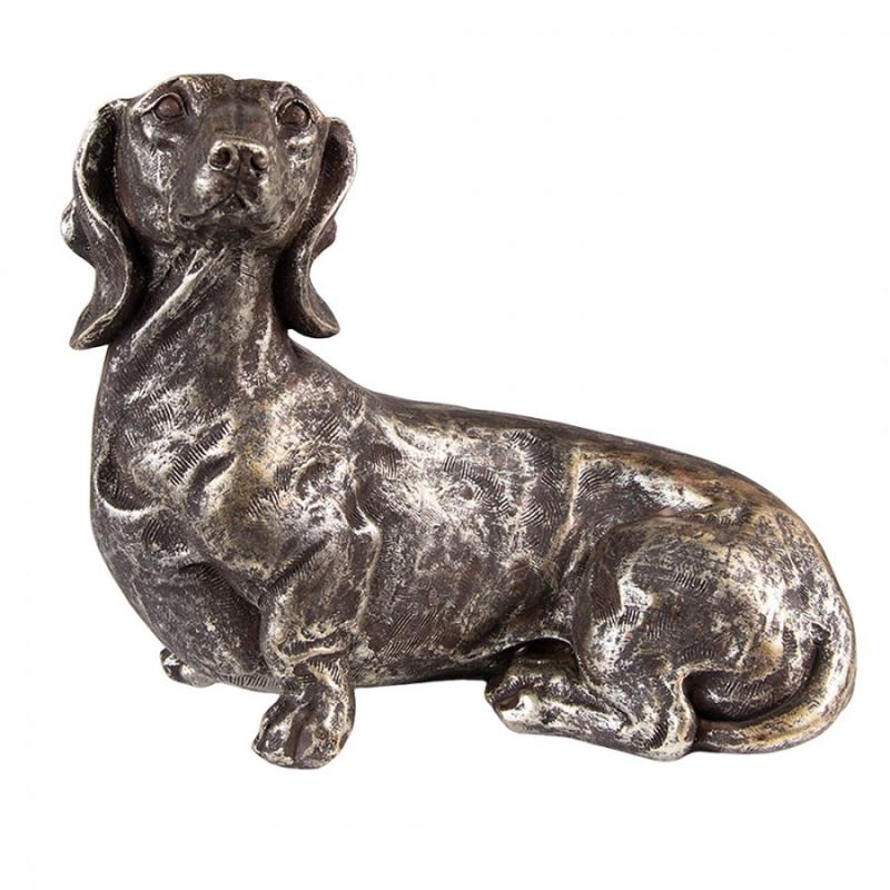 Dekoration Djur Hund 23 Cm Silverfärgad polyresin