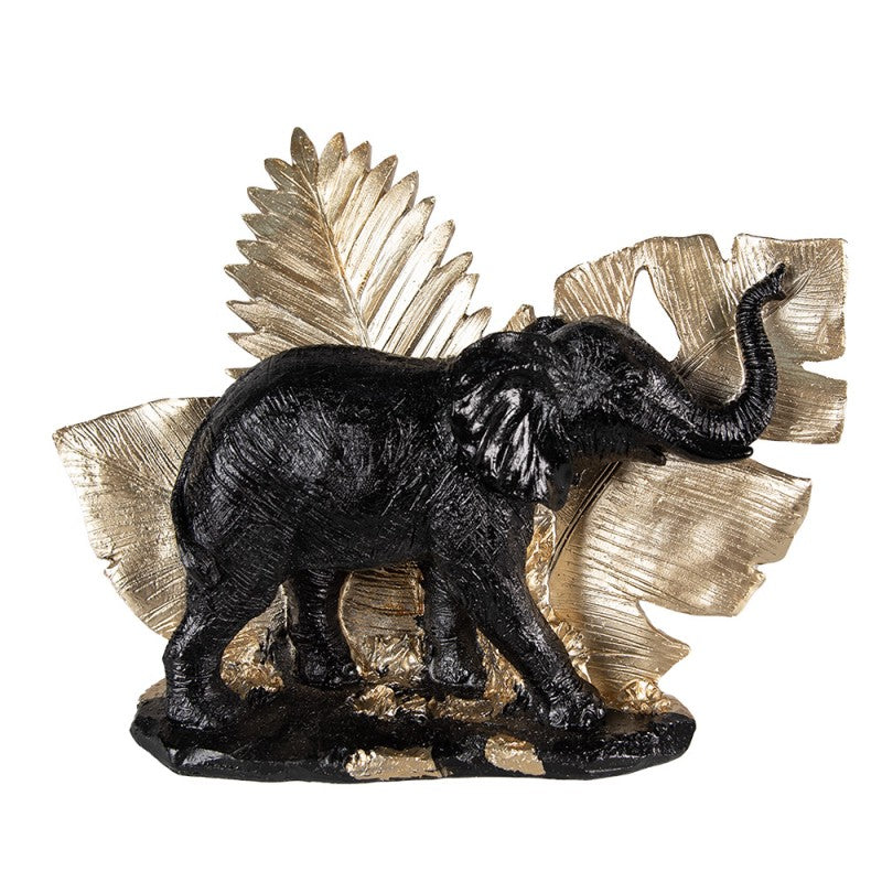 Dekoration Djur Elefant 18 Cm Svart Guld Polyresin