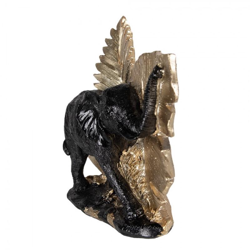 Dekoration Djur Elefant 18 Cm Svart Guld Polyresin