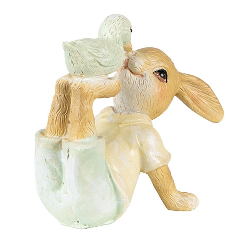 Påskdekoration Kanin Påsk 7 Cm Brun Grön Polyresin