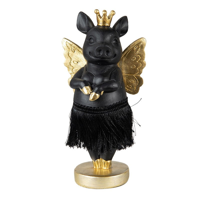 Dekoration Djur Gris 18 Cm Svart Guld Färg Polyresin