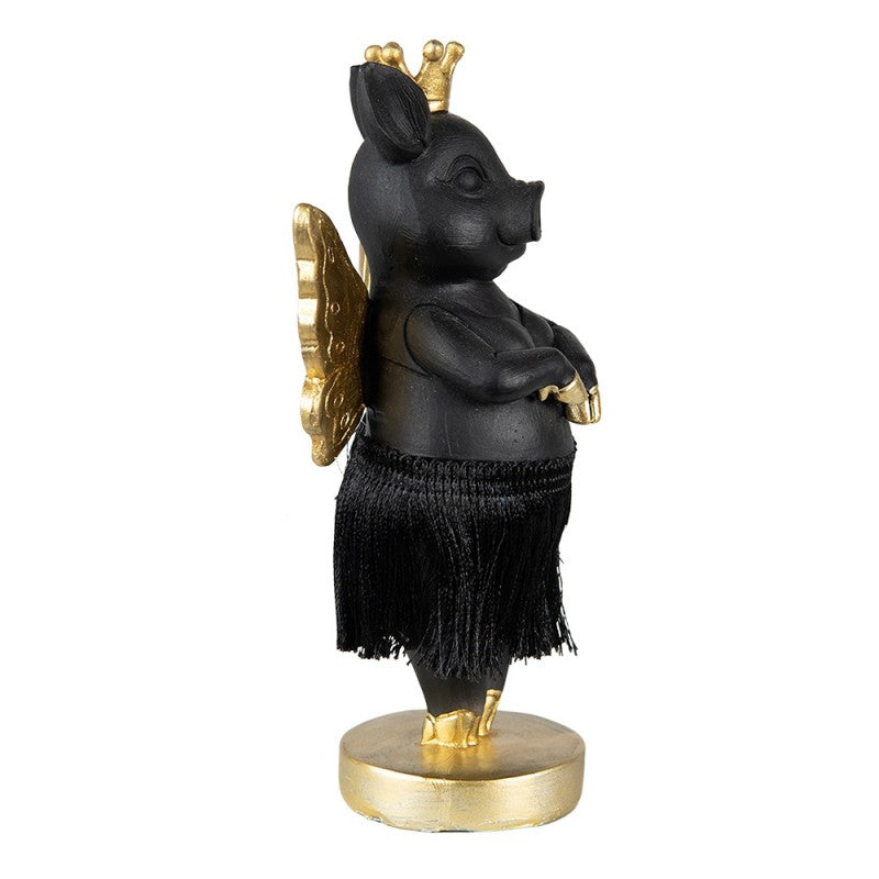 Dekoration Djur Gris 18 Cm Svart Guld Färg Polyresin