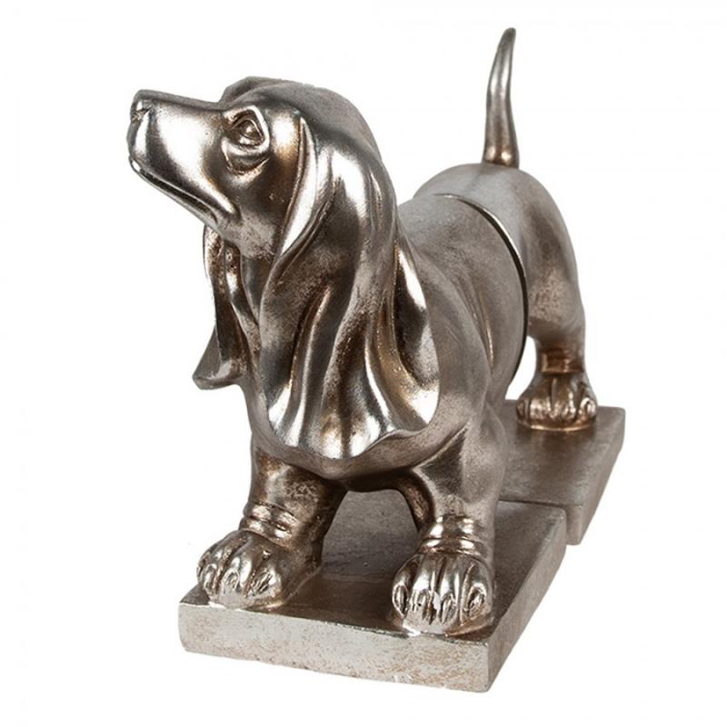 Dekoration Bokstöd Set med 2 hundar Tax 36x12x19 Cm Antiksilver