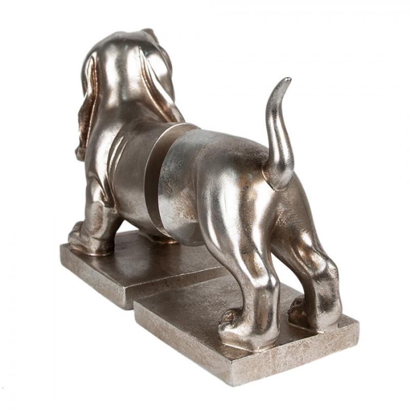 Dekoration Bokstöd Set med 2 hundar Tax 36x12x19 Cm Antiksilver