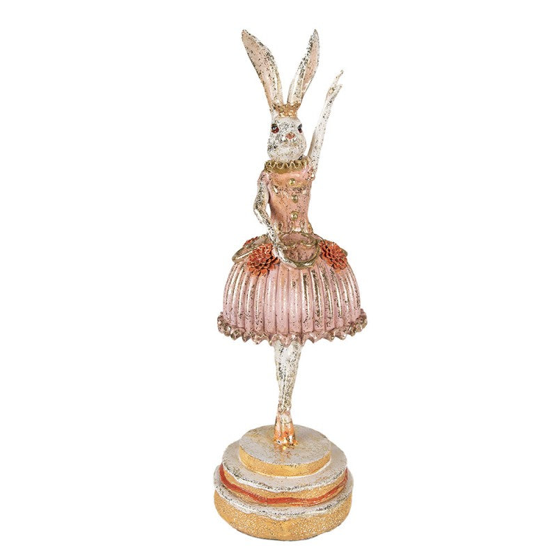 Påskdekoration Kanin Ballerina 11x11x35 Cm Rosa Beige Polyresin