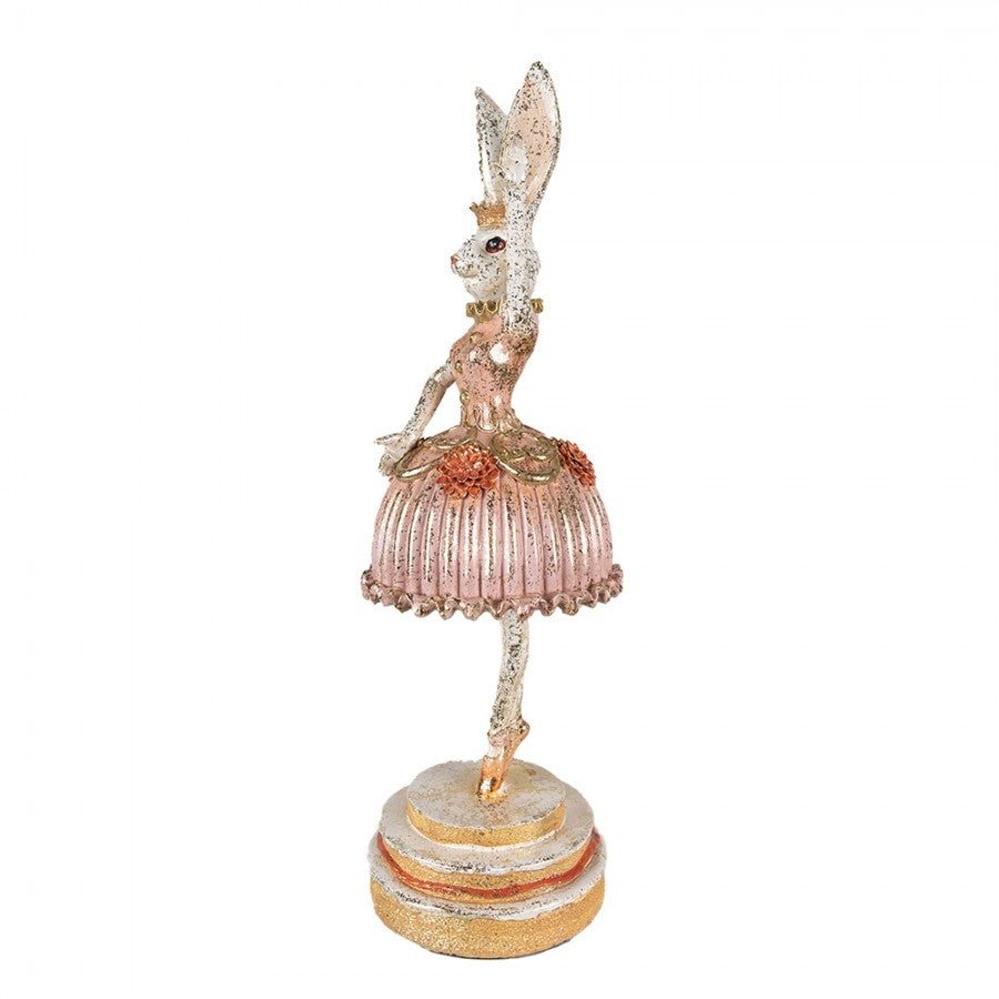 Påskdekoration Kanin Ballerina 11x11x35 Cm Rosa Beige Polyresin