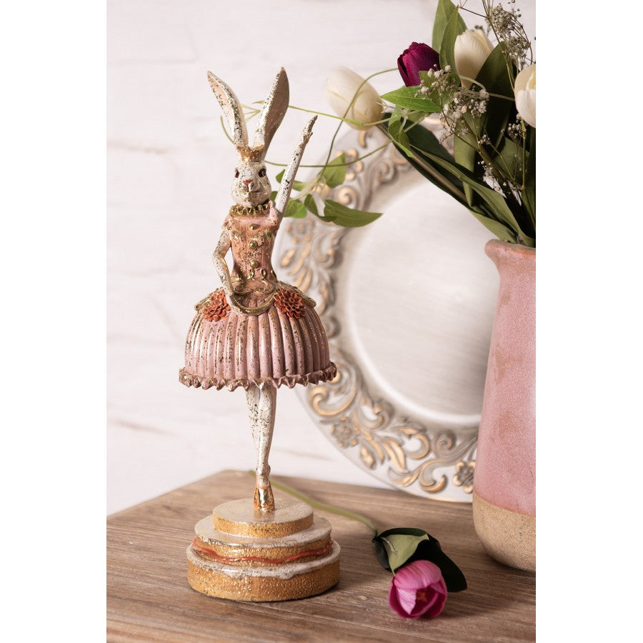 Påskdekoration Kanin Ballerina 11x11x35 Cm Rosa Beige Polyresin