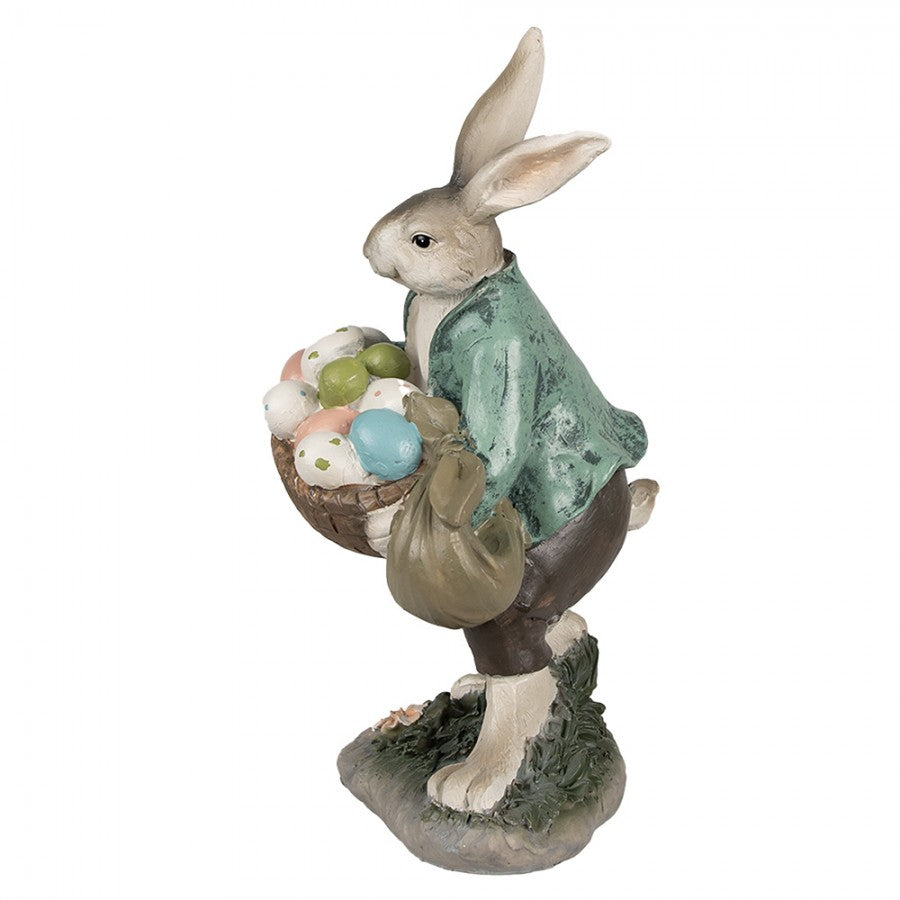Påskdekoration Kanin 32 Cm Brun Grön Polyresin