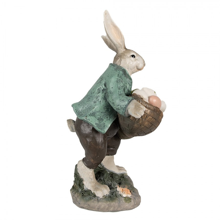 Påskdekoration Kanin 32 Cm Brun Grön Polyresin