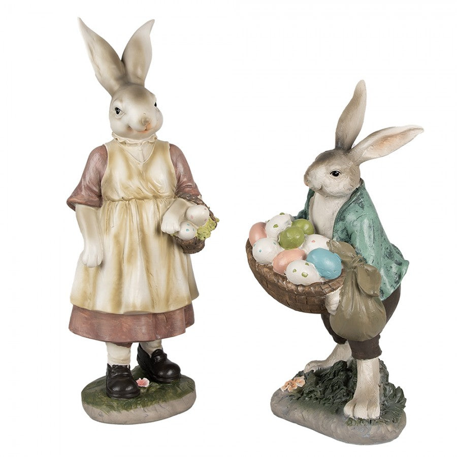 Påskdekoration Kanin 32 Cm Brun Grön Polyresin