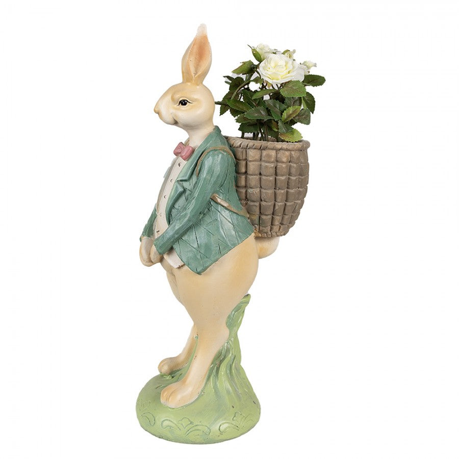 Påskdekoration Kanin 30 Cm Brun Grön Polyresin