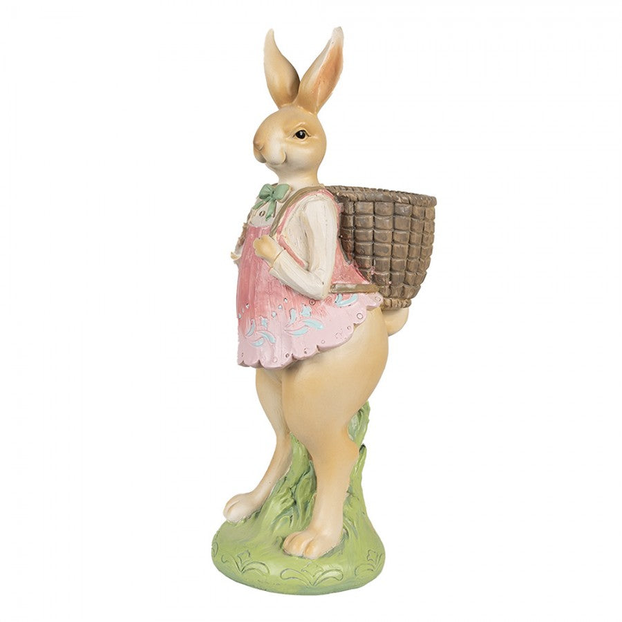 Påskdekoration Kanin 31 Cm Brun Rosa Polyresin
