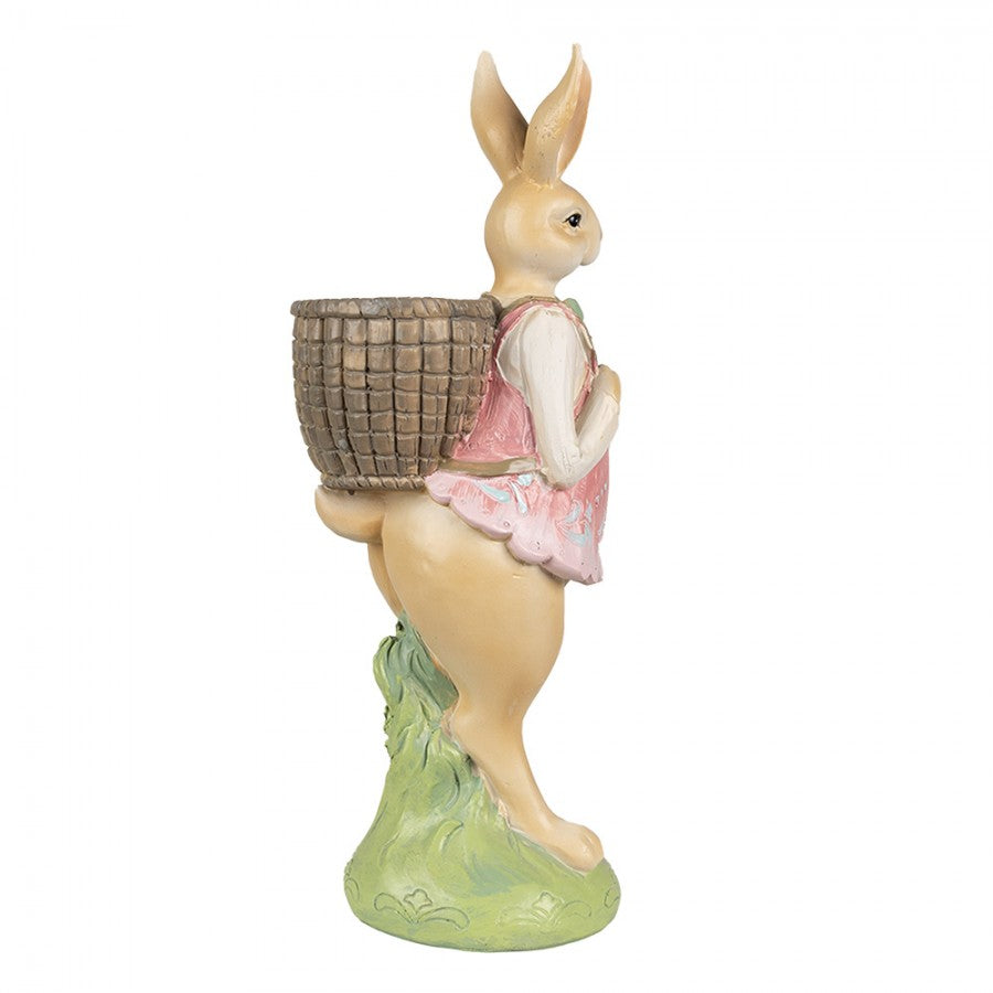 Påskdekoration Kanin 31 Cm Brun Rosa Polyresin
