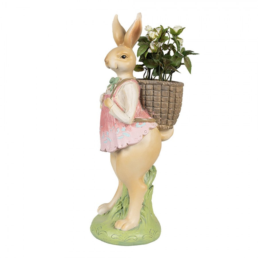 Påskdekoration Kanin 31 Cm Brun Rosa Polyresin