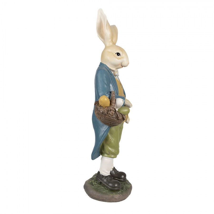Påskdekoration Kanin 38 Cm Brun Blå Polyresin