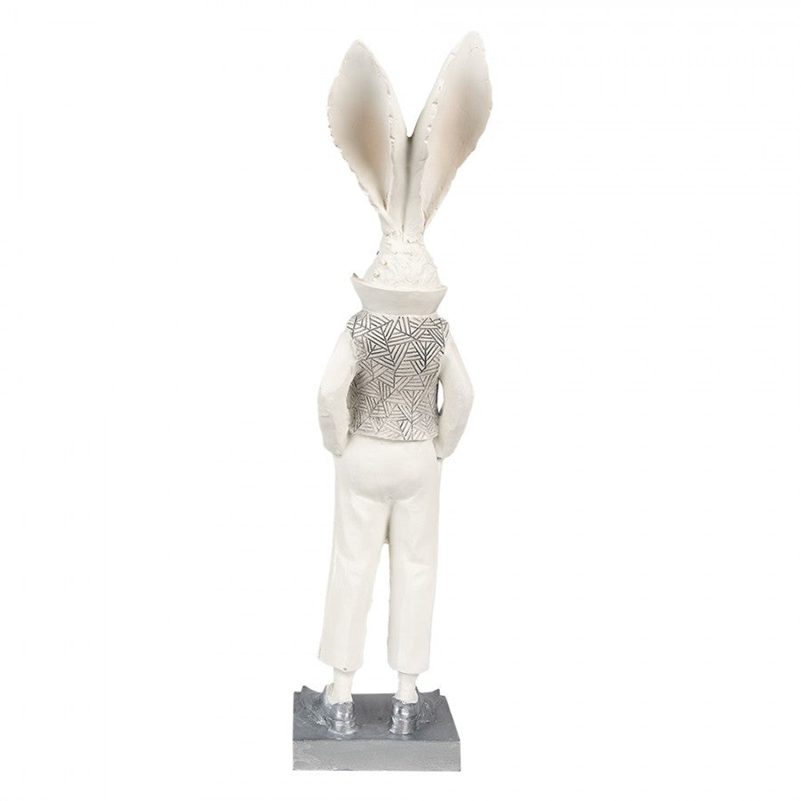 Påskdekoration Kanin 36 Cm Vit Silverfärgad Polyresin