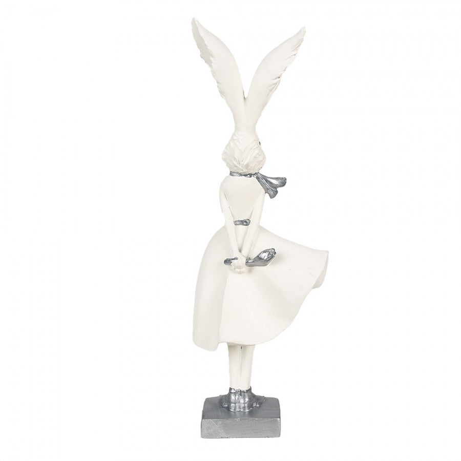 Påskdekoration Kanin 37 Cm Vit Silverfärgad Polyresin