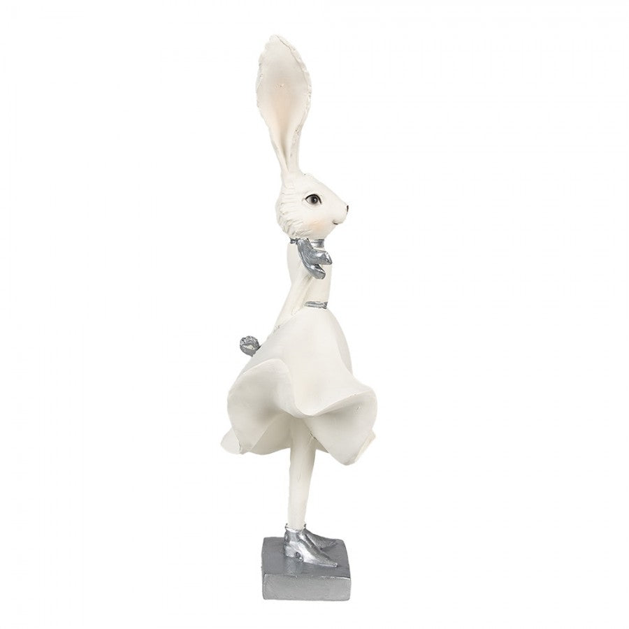 Påskdekoration Kanin 37 Cm Vit Silverfärgad Polyresin
