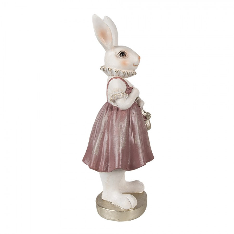 Påskdekoration Kanin 27 Cm Vit Rosa Polyresin