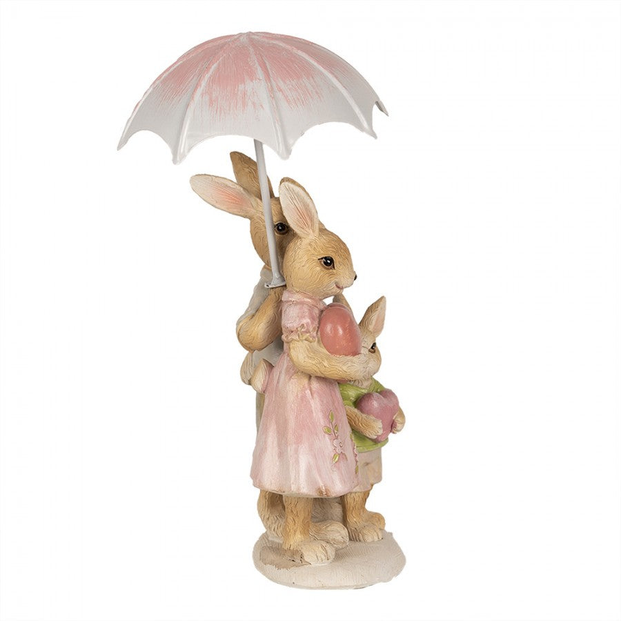 Påskdekoration Kanin 15 Cm Brun Rosa Polyresin