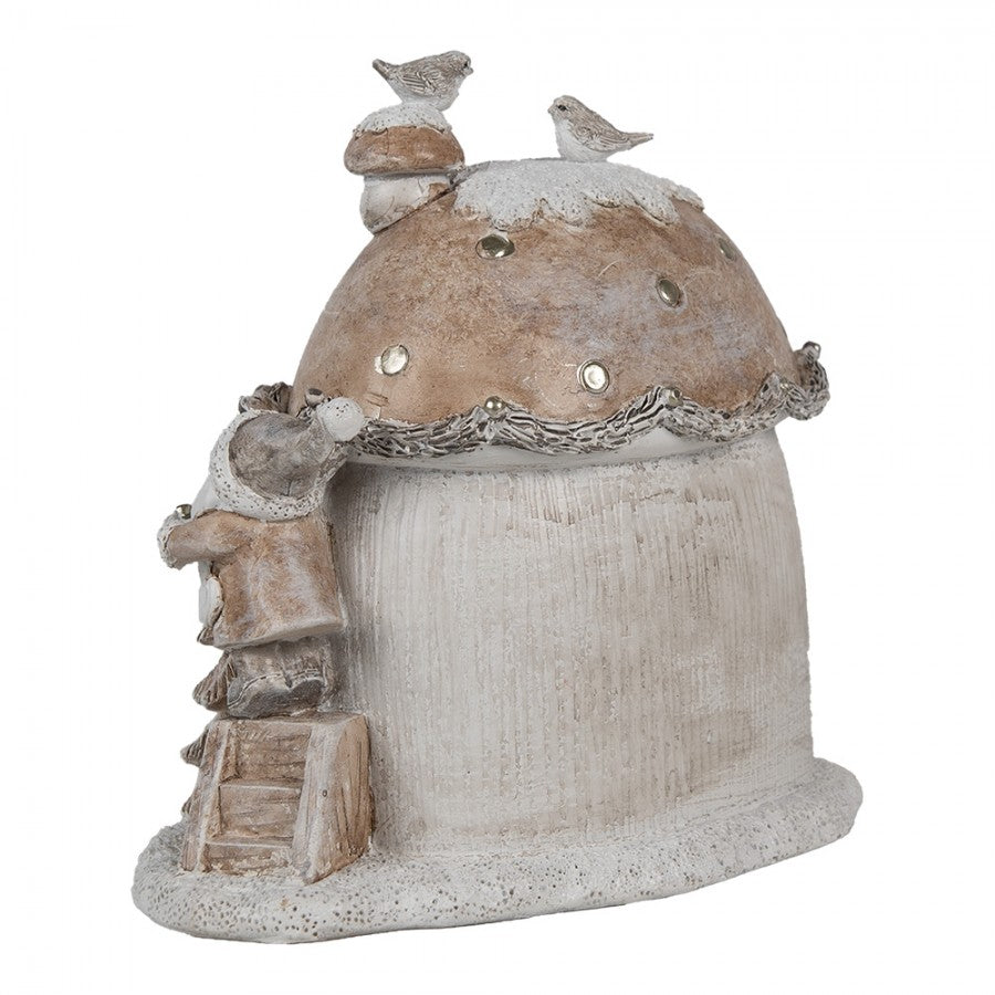 Juldekoration Inomhus Dekorativt Hus Med LED 15 Cm Beige Juldekoration