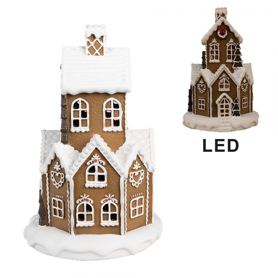 Juldekoration Inomhus hus med LED Brun Vit Ø 21x33 cm / 3xAAA