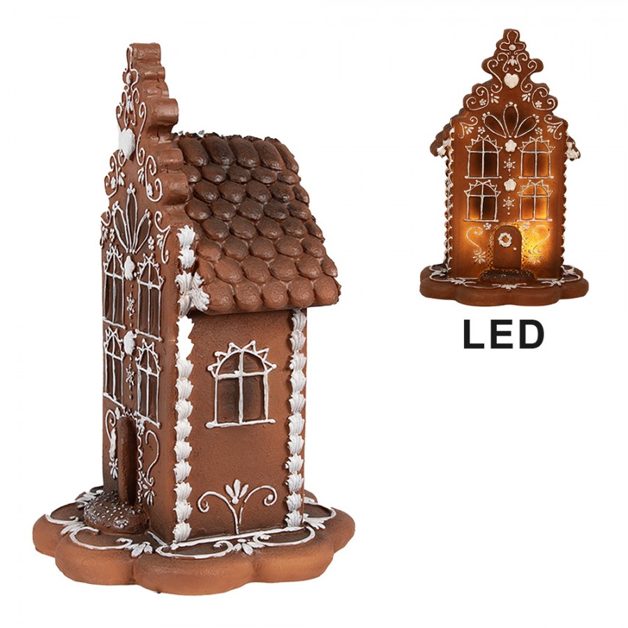 Juldekoration Inomhus Dekorativt Hus Med LED 20 Cm Brun Juldekoration