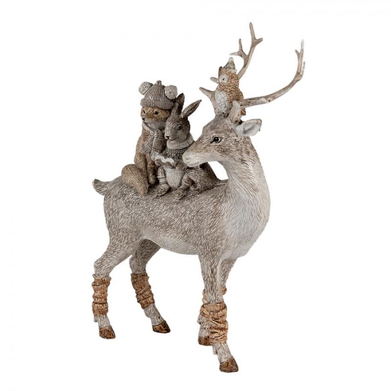 Juldekoration Inomhus Djur 25 Cm Gråbrun Polyresin