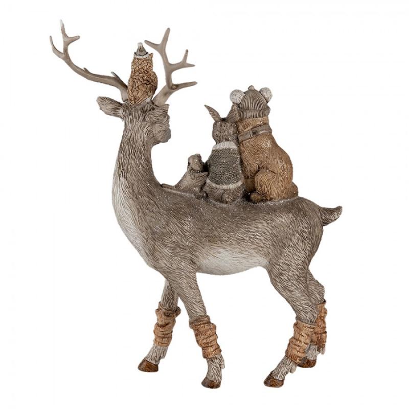 Juldekoration Inomhus Djur 25 Cm Gråbrun Polyresin