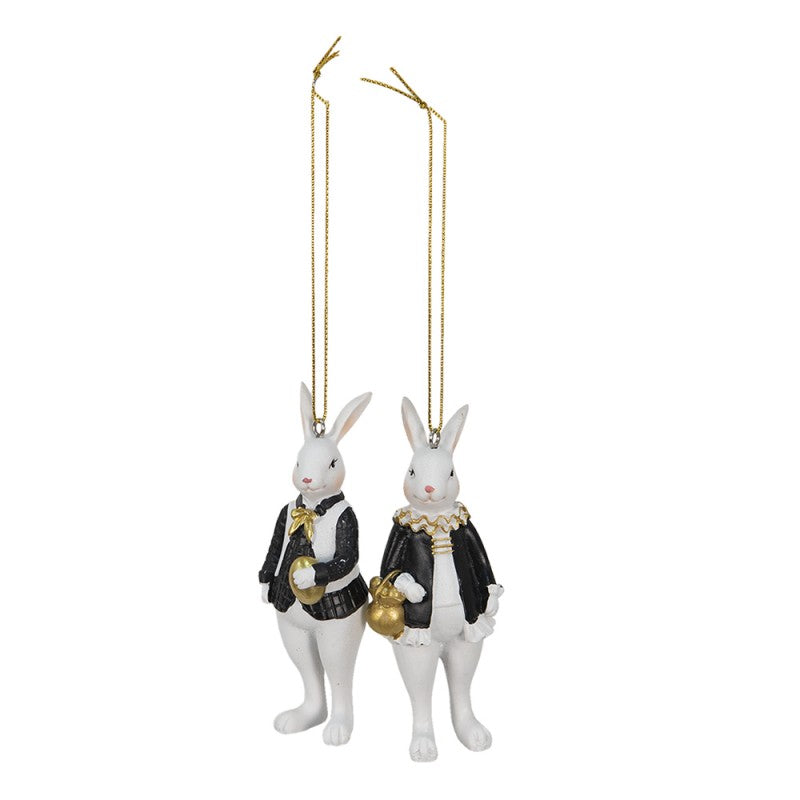 Påskdekoration Kanin 2-pack 4x4x10 Cm Svart Vit Polyresin