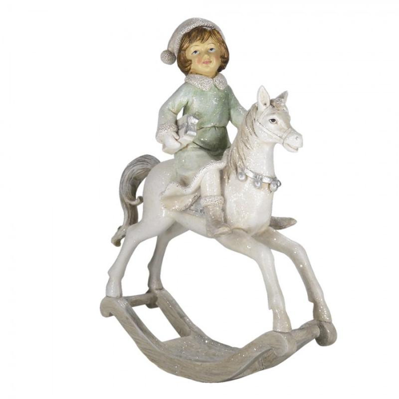 Juldekoration Inomhus Gunghäst 26 Cm Beige Grön Polyresin