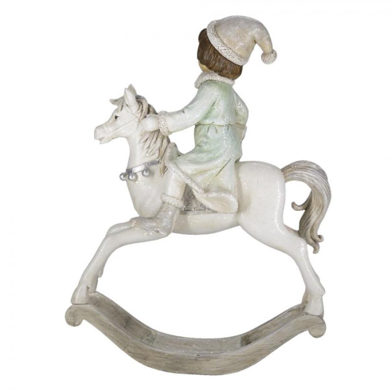 Juldekoration Inomhus Gunghäst 26 Cm Beige Grön Polyresin