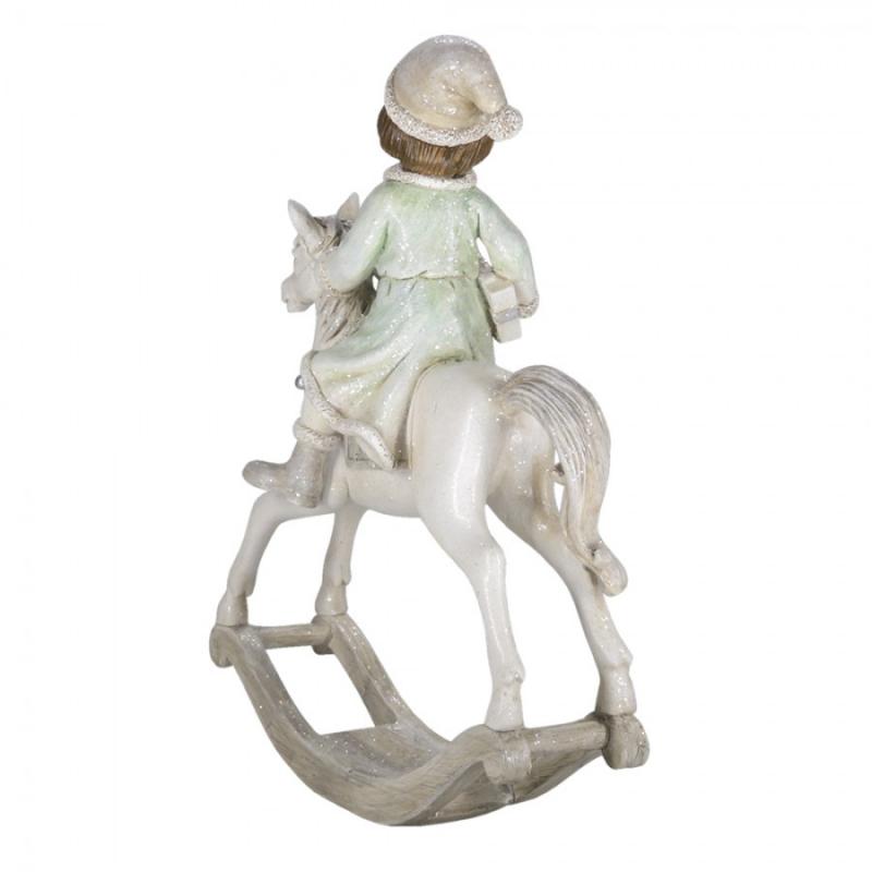 Juldekoration Inomhus Gunghäst 26 Cm Beige Grön Polyresin