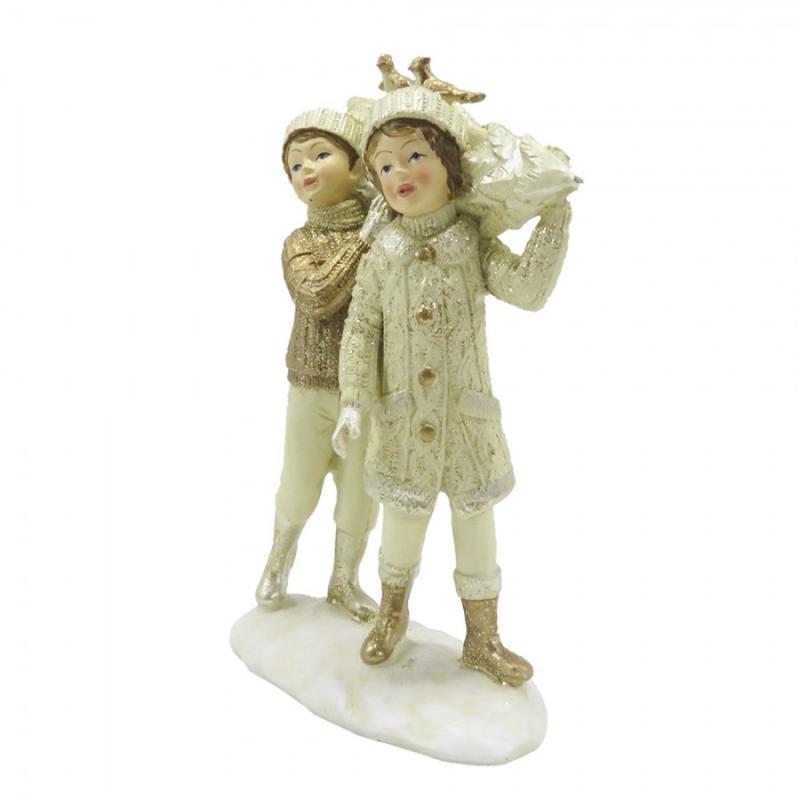 Juldekoration Inomhus Barn 15 Cm Beige Guldfärgad Polyresin