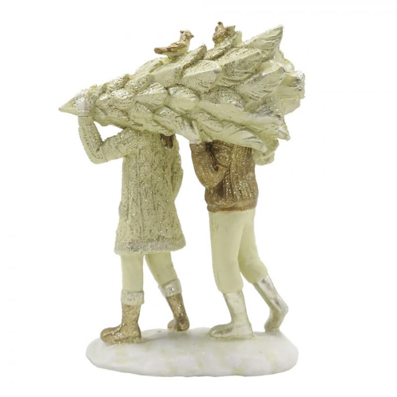 Juldekoration Inomhus Barn 15 Cm Beige Guldfärgad Polyresin