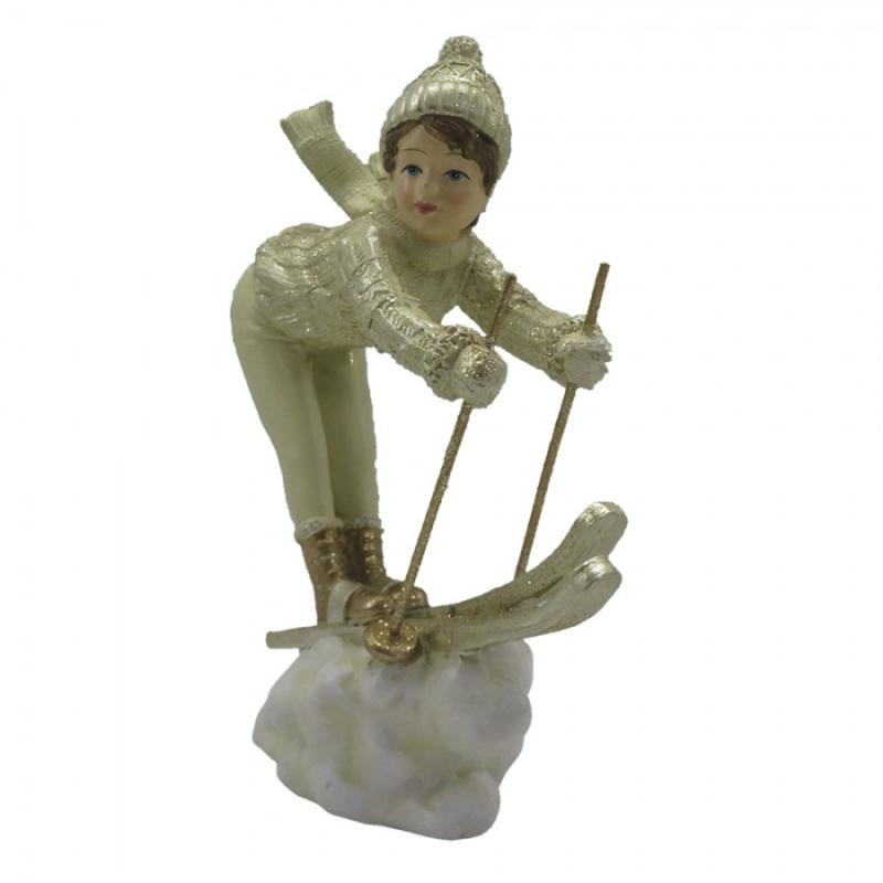 Juldekoration Inomhus Barn 19 Cm Beige Guldfärgad Polyresin