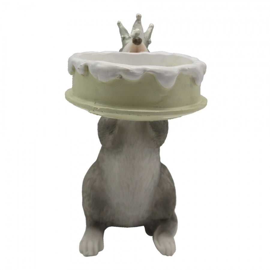 Ljusstake Värmeljushållare Mus 12 Cm Grå Polyresin