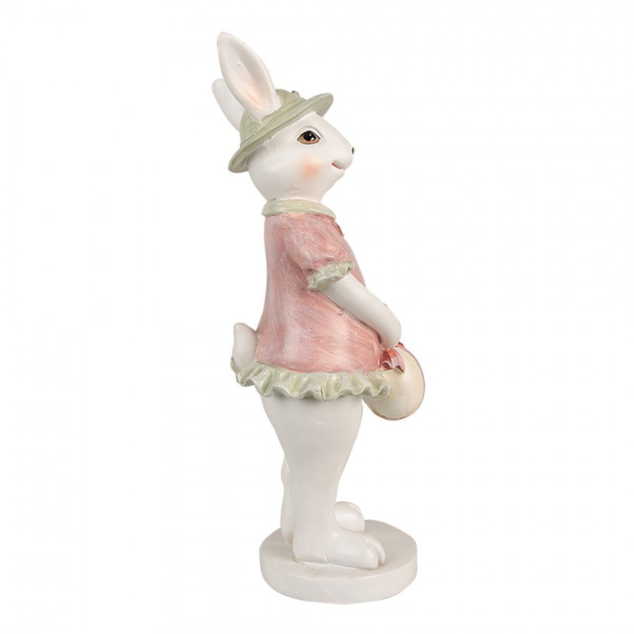 Påskdekoration Kanin 26 Cm Vit Rosa Polyresin