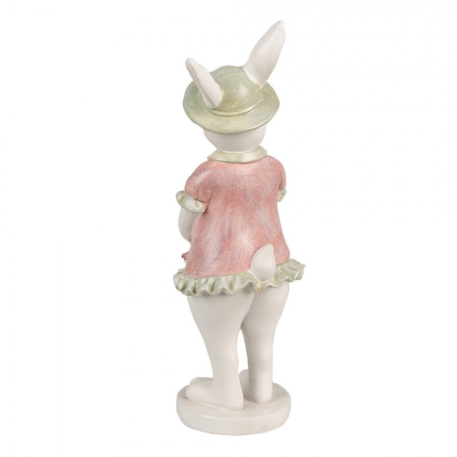 Påskdekoration Kanin 26 Cm Vit Rosa Polyresin
