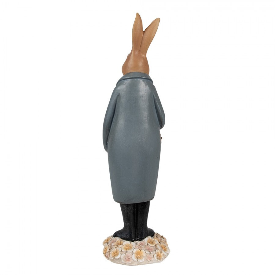 Påskdekoration Kanin 34 Cm Brun Blå Polyresin