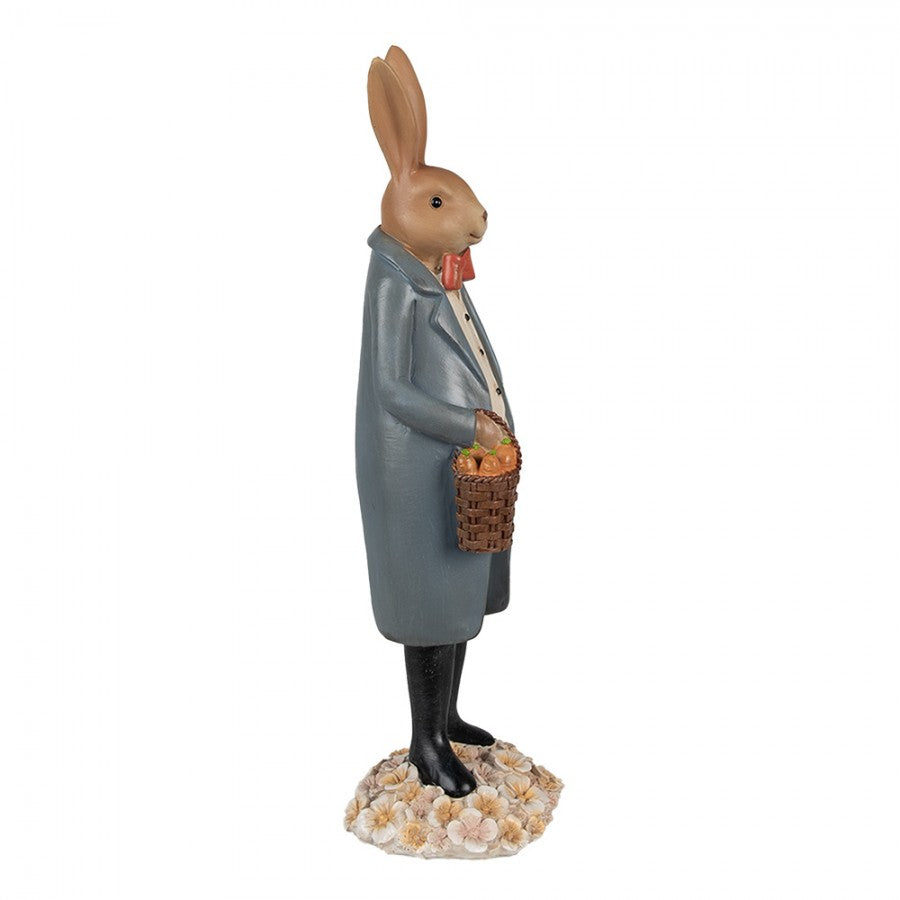 Påskdekoration Kanin 34 Cm Brun Blå Polyresin