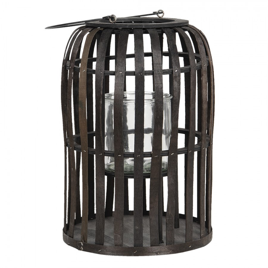 Ljuslykta Ø 25x36 Cm Brunt Träglas Värmeljus