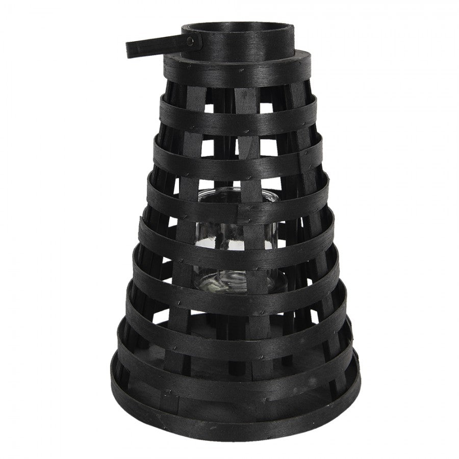 Ljuslykta Ø 28x40 Cm Svart Trä Glas