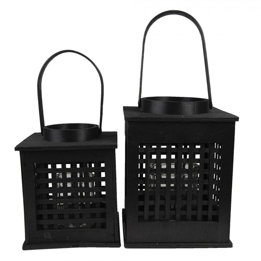 Ljuslykta 19x19x25 Cm Svart Bambu Fyrkantig