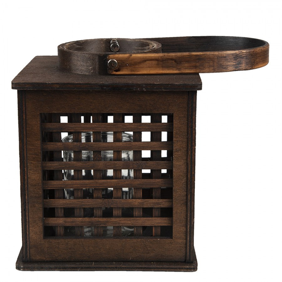 Ljuslykta 17x17x20 Cm Brun Bambu Fyrkantig